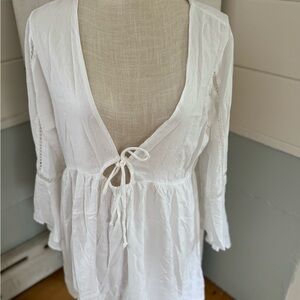 White Tie-Front Blouse